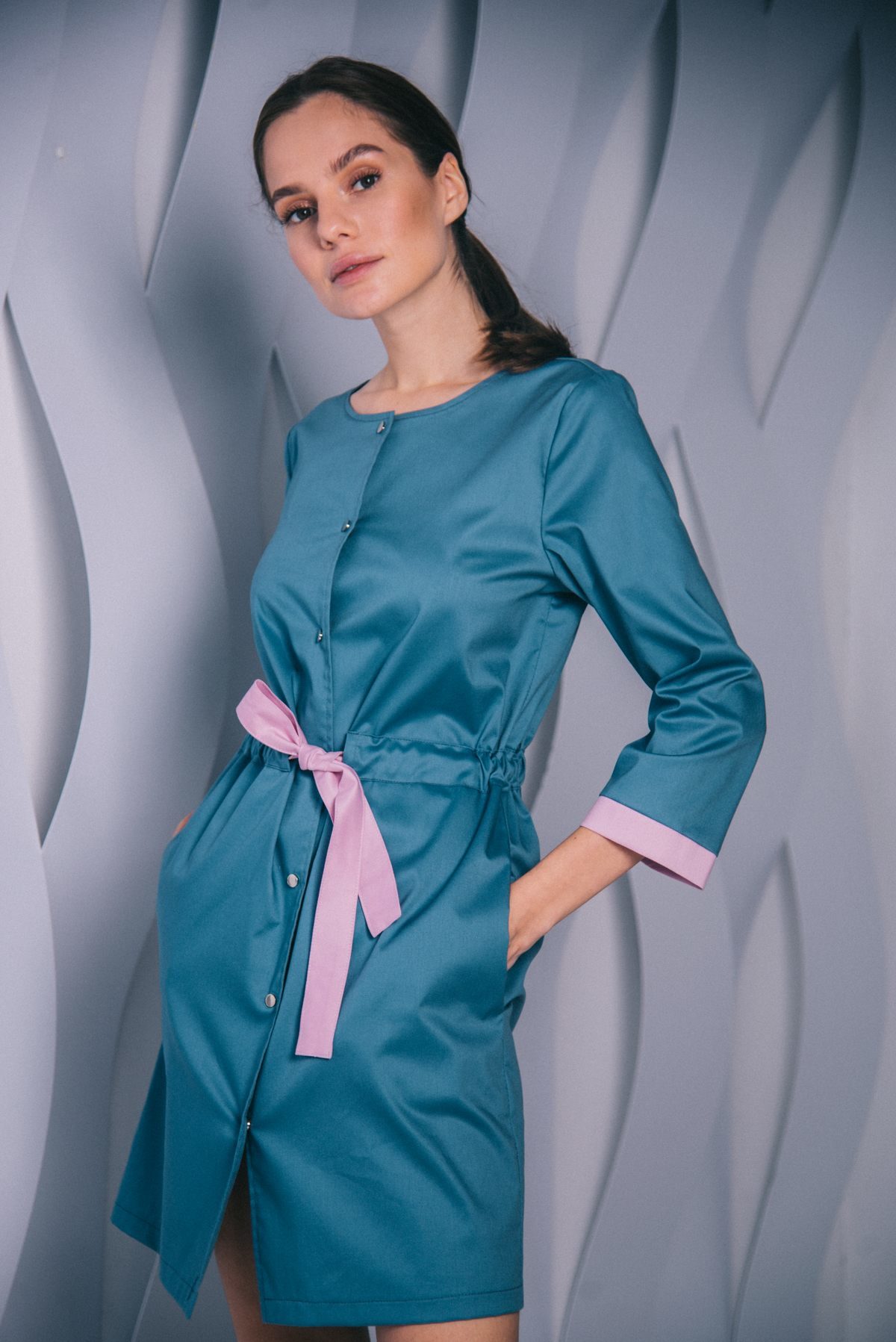 Платье с кулиской на кнопках лунное пф042н 77ma.ru